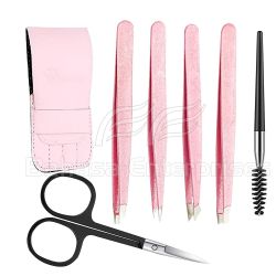 Pink Eyebrow Tweezer Scissor Set