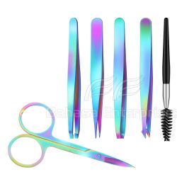 Rainbow Eyebrow Tweezer Scissor Set