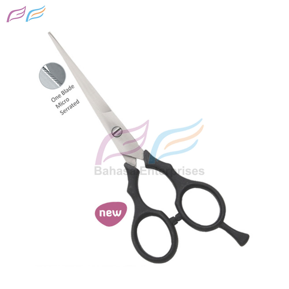 Scissors with Plastic Handle One Blade Micro Serrated