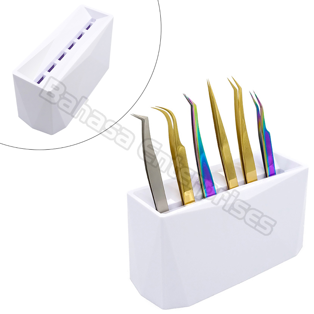 White Eyelash Tweezers Stand