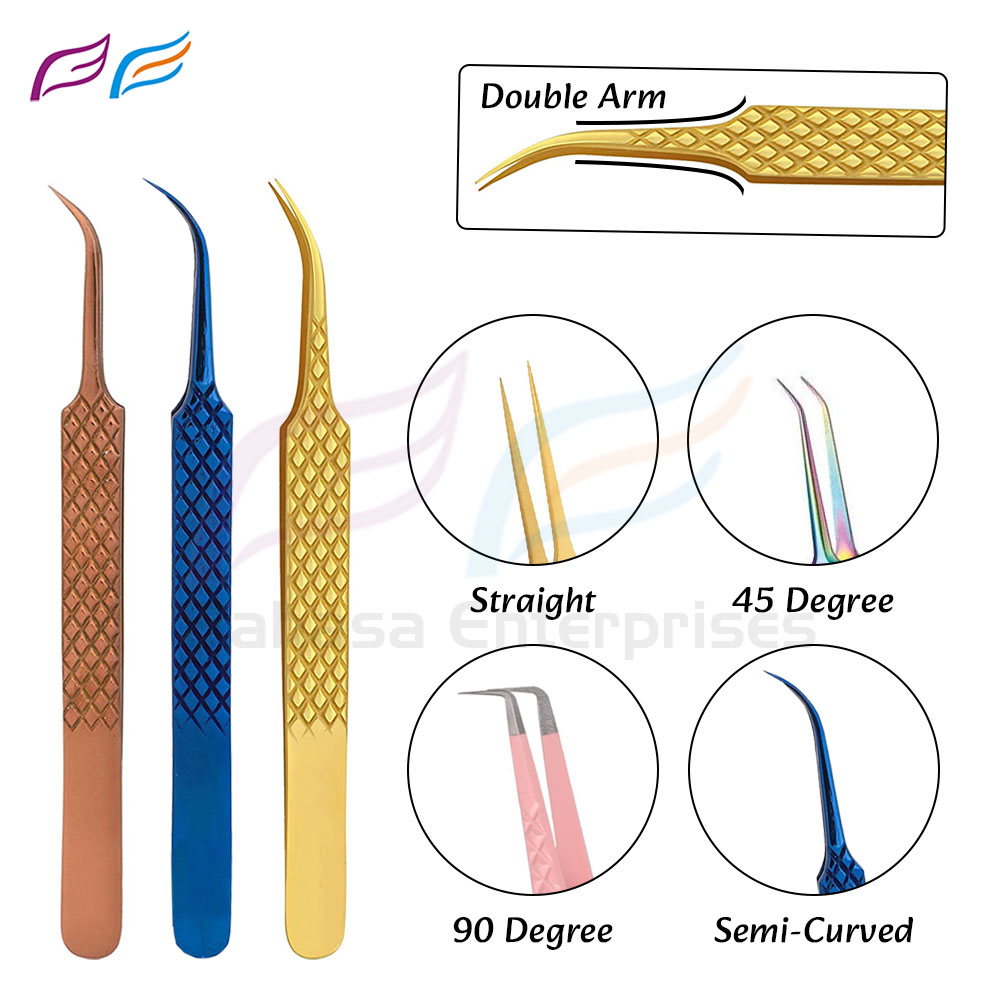 Double Arm Diamond Print Eyelash Tweezers